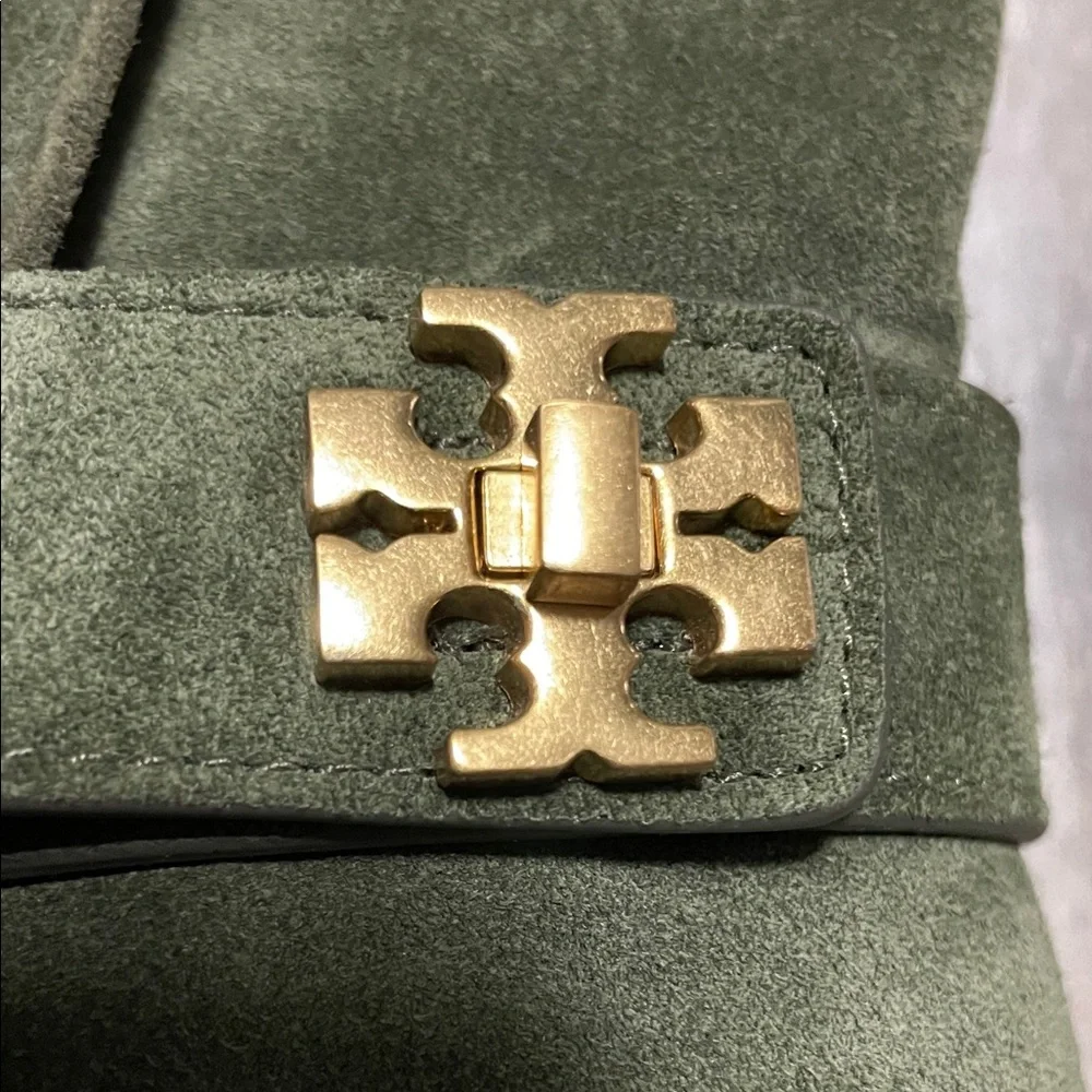 Tory Burch Green Suede Ankle Boots with Gold Studs - Picture 2 of 7